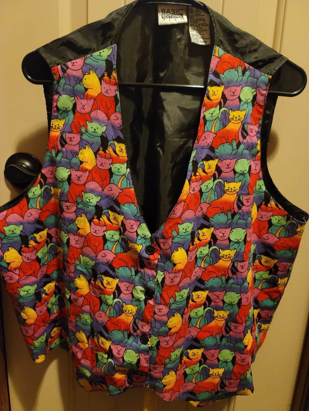Basic Editions Multi-colored Cat Print Vest